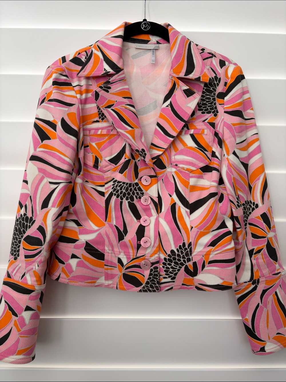 Nordstrom Bold Floral Pink & Orange Y2K Women's Button Jacket